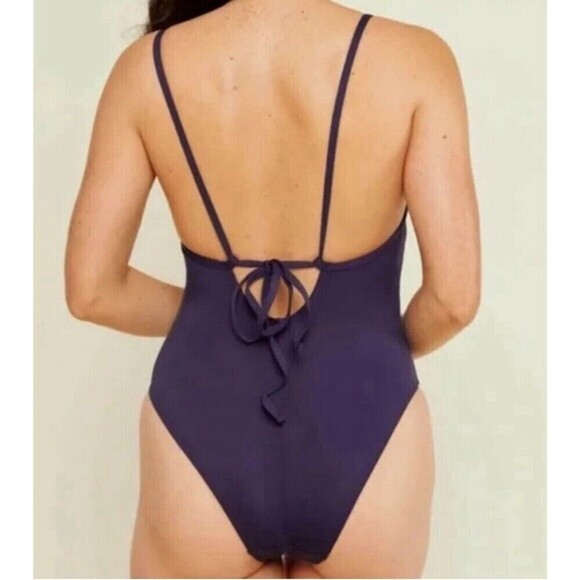 Andie Swim Paloma Swimsuit ST Small Tall One Piece Long Torso Navy Blue NEW NWT - Picture 2 of 3